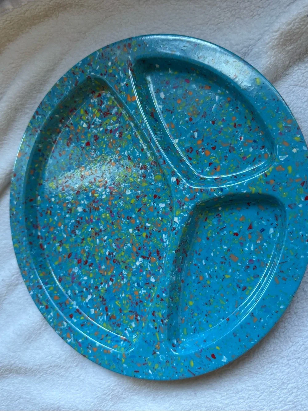 NEW Set of 3 ZAK ! Designs CONFETTI Pink orange blue Melamine Divided Plates 11